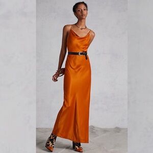 ANTHROPOLOGIE
Cowl Neck Slip Maxi Dress Dark Orange